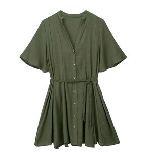 Chicwish Olive Green Mini Dress with Braided Belt